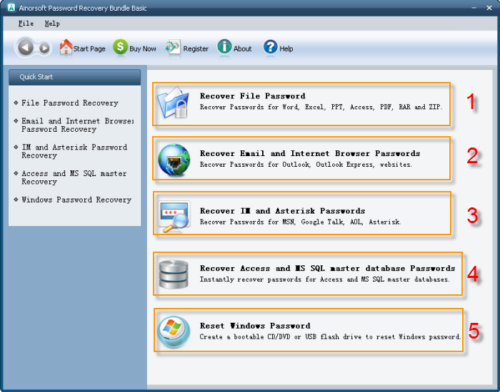 Click to view Ainorsoft Password Recovery Bundle 2.0 screenshot