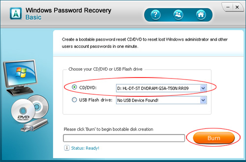 create a password reset disk